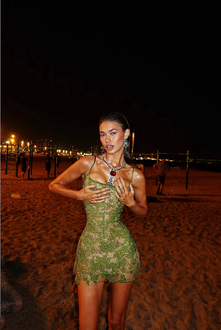 green dress mini dress