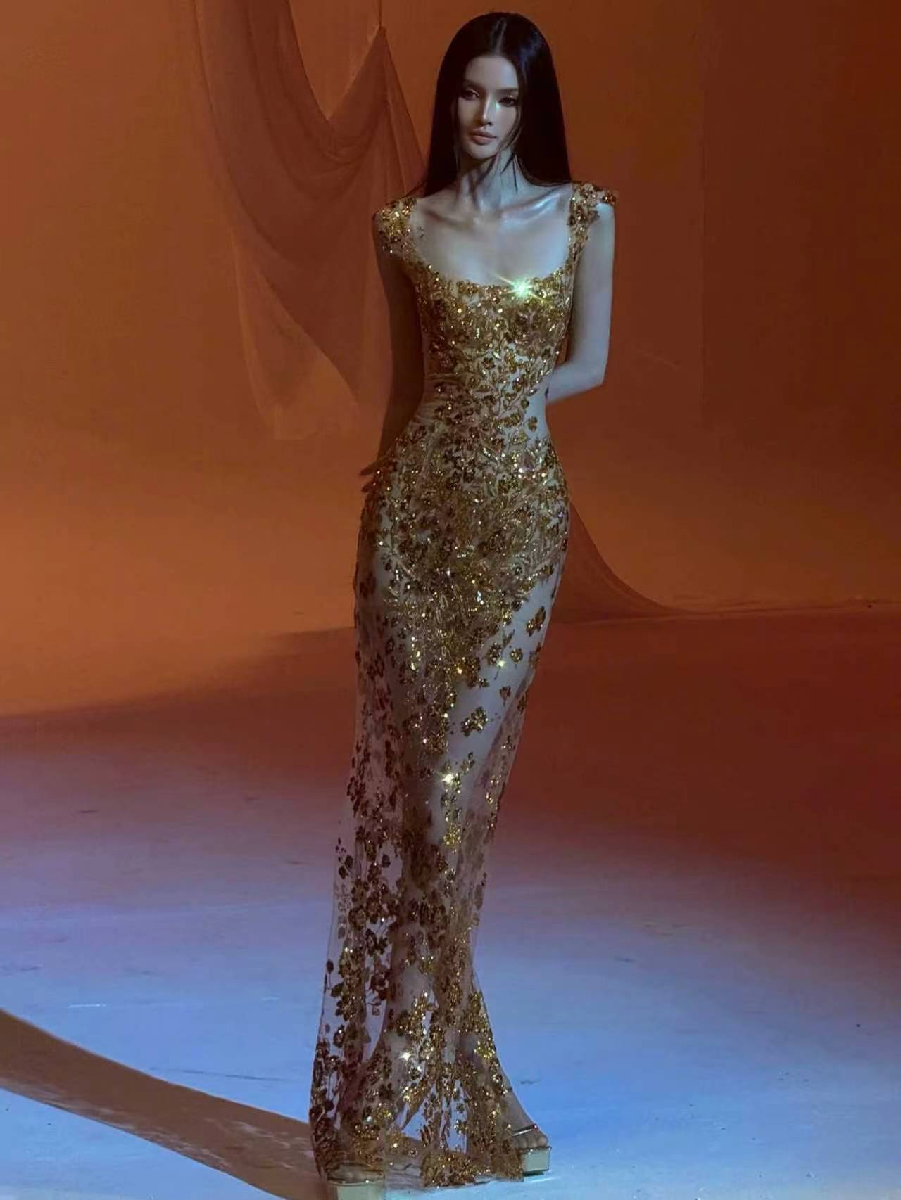 gold women dress 