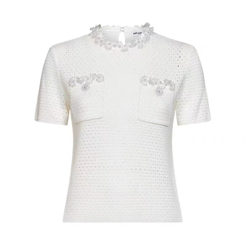 white knit blouse